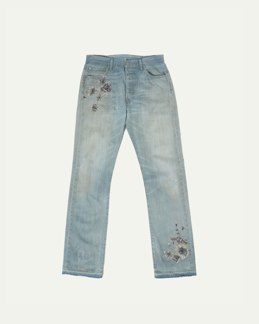 Washed Blue Diamanté Jean W32