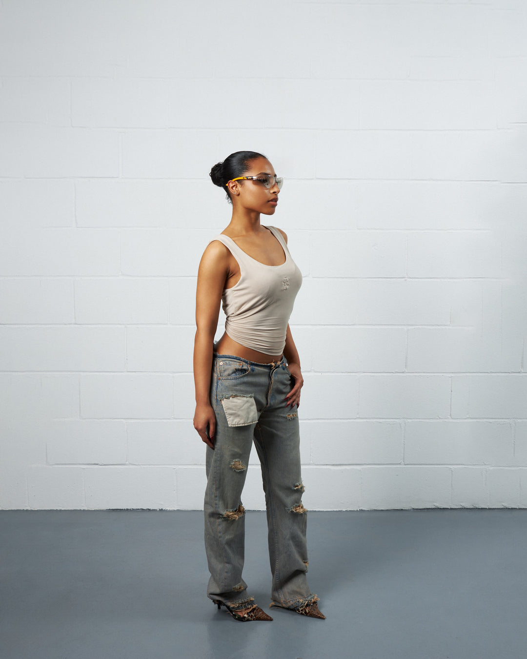 SANDWASH NO-WAIST TRASHER DENIM