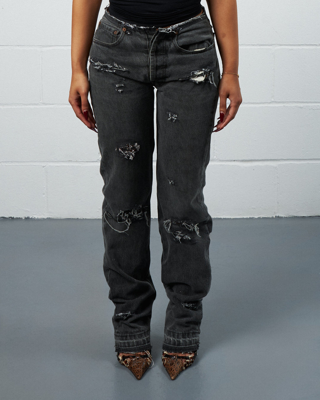 CHARCOAL NO-WAIST TRASHER DENIM