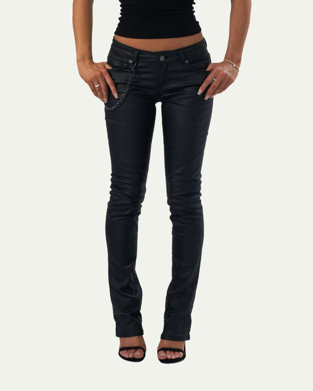 WAXED TRAMP STAMP BIKER PANT