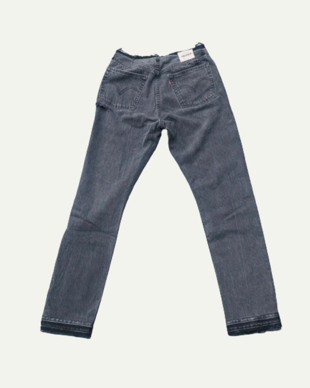 DISTRESSED NO-WAIST CHARCOAL DENIM W29 / L32