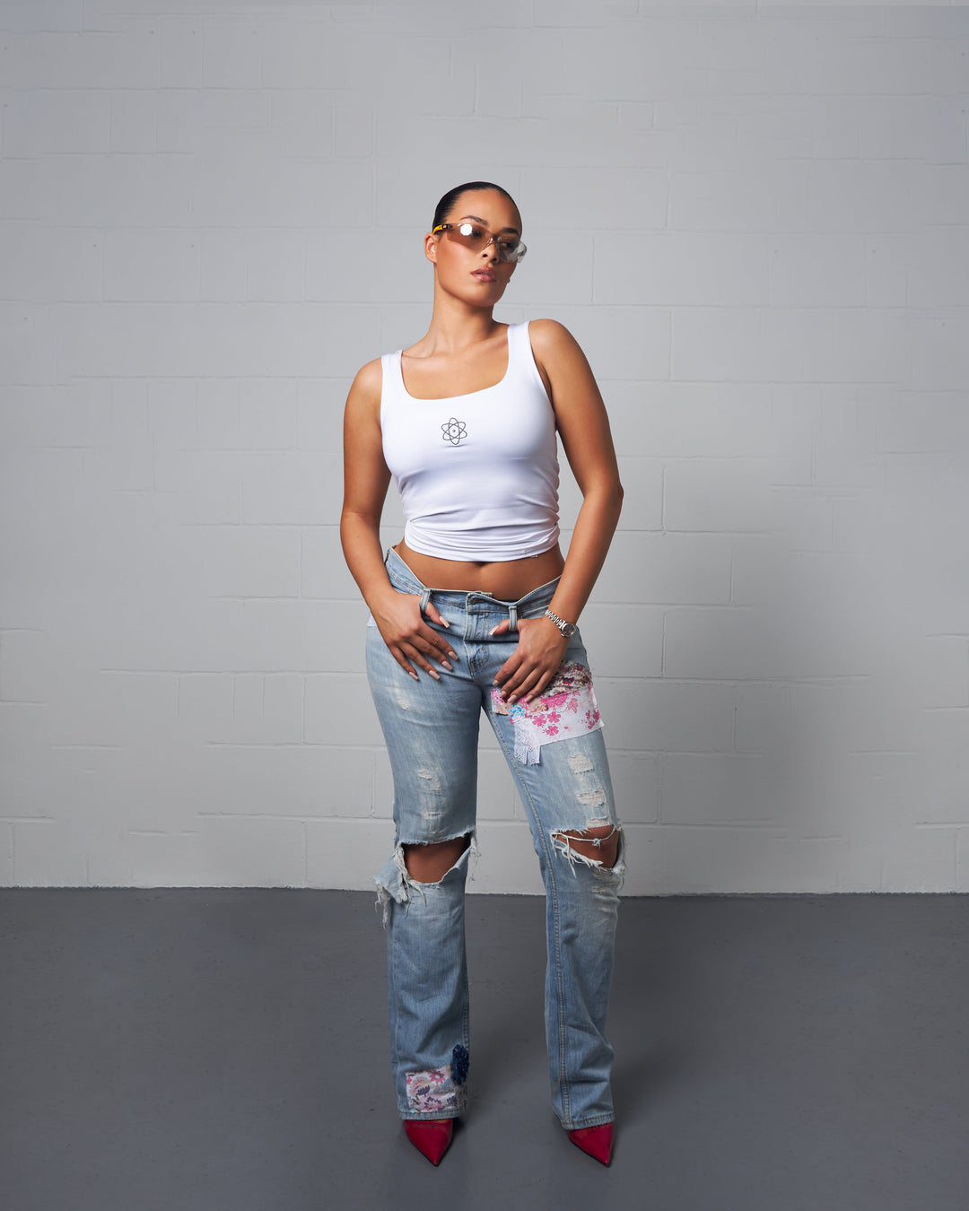 BLUE FLOWER PATCH FLAIR JEAN 019