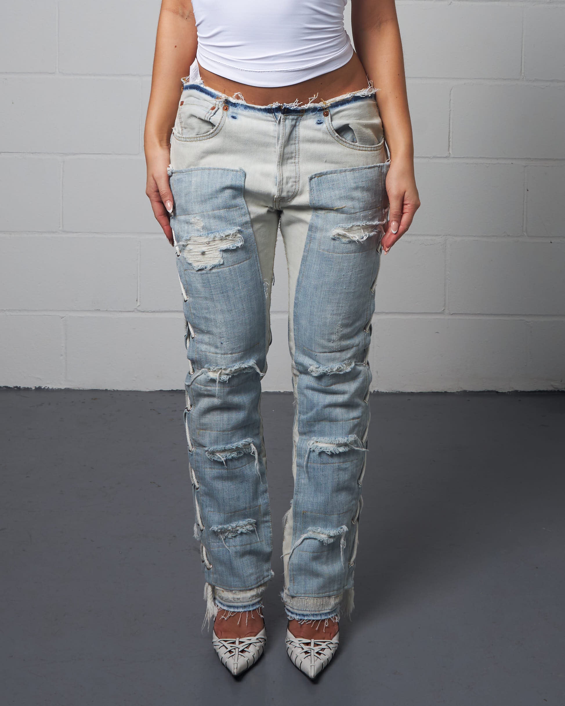 BLUE NO-WAIST LACE DENIM 030