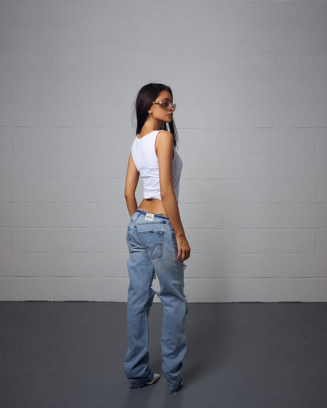 BABY BLUE NO-WAIST DISTRESSED JEAN 029