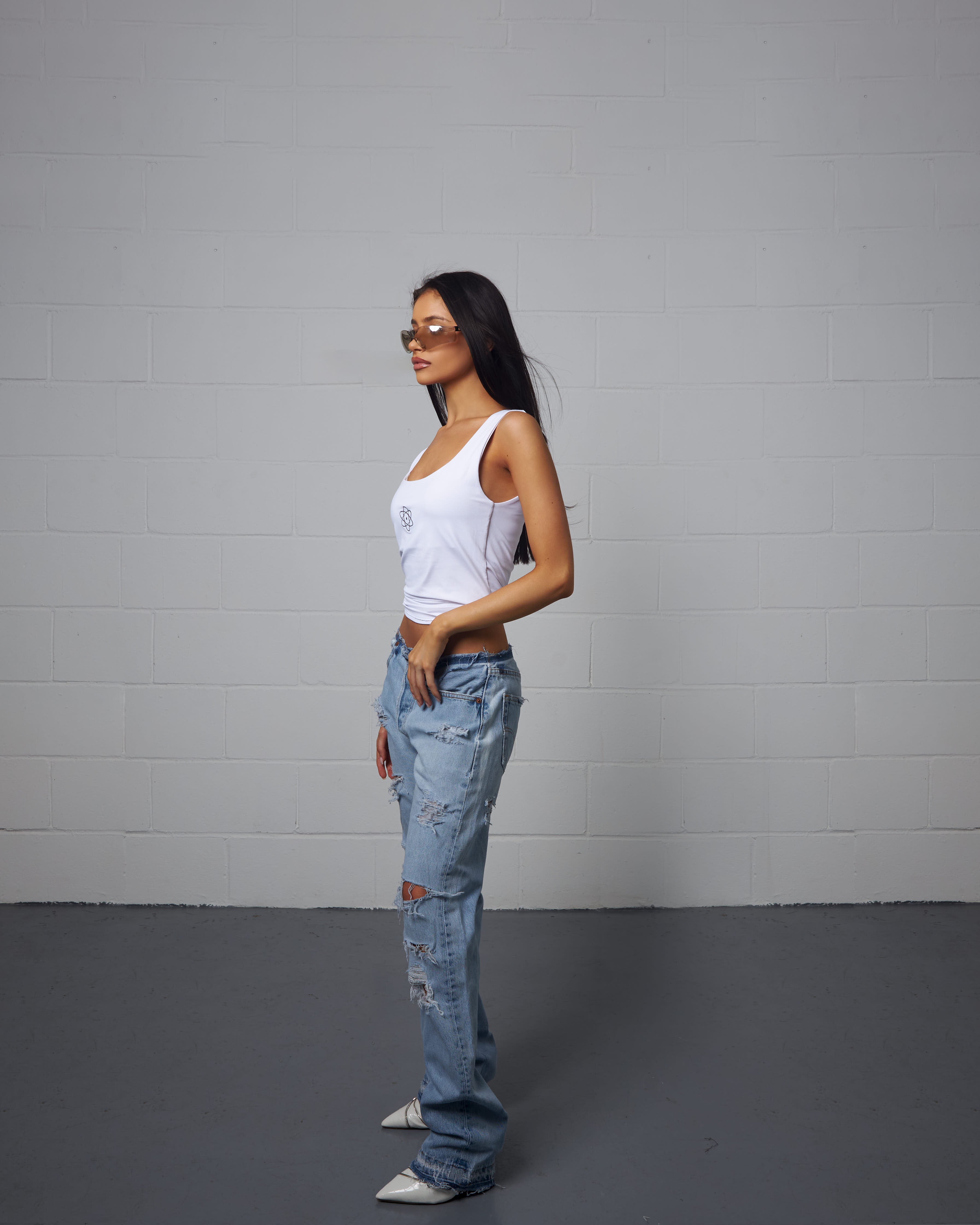 BABY BLUE NO-WAIST DISTRESSED JEAN 029
