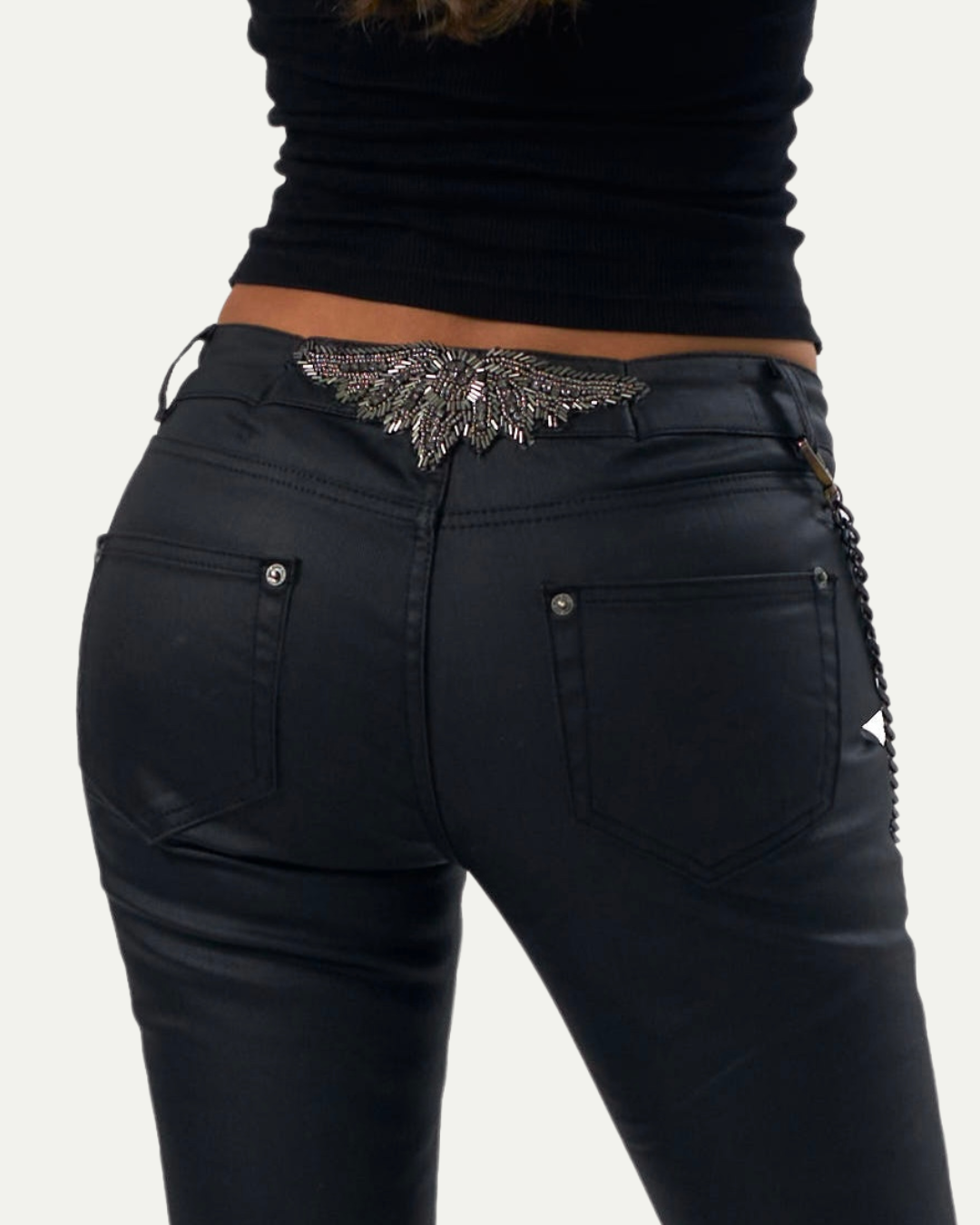 WAXED TRAMP STAMP BIKER PANT